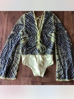 Embellished Yellow Sequin Bodysuit